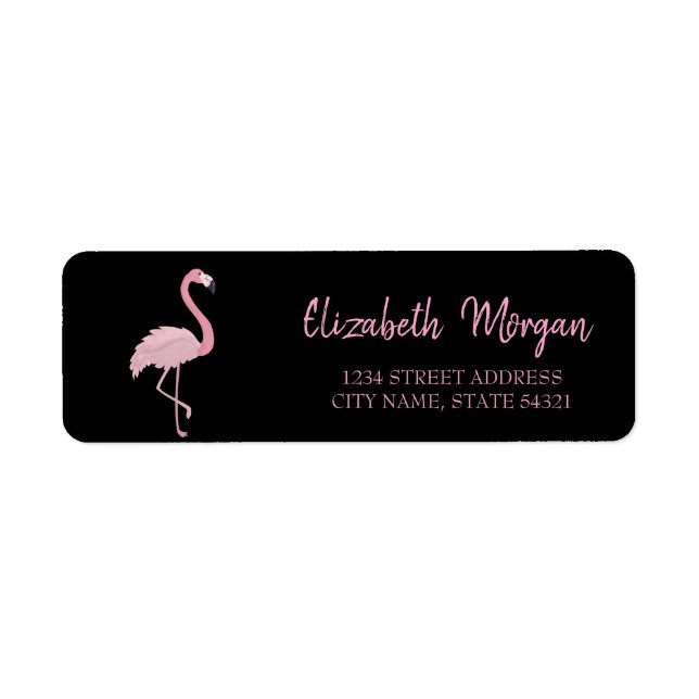 Élégant Tendance, Flamant Rose, Étiquette d'Adress (Devant)