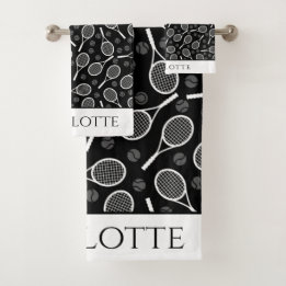 Élégant Tennis Ball Racket Motif élégant Noir