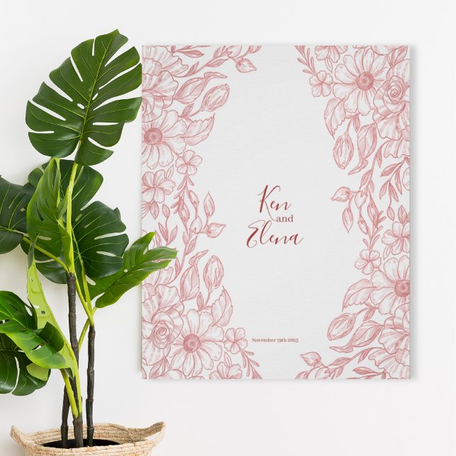 Elegant Terracotta Floral Wedding Poster (Créateur téléchargé)