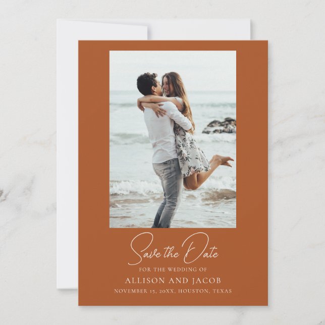 Elegant Terracotta Photo Wedding Save The Date (Devant)