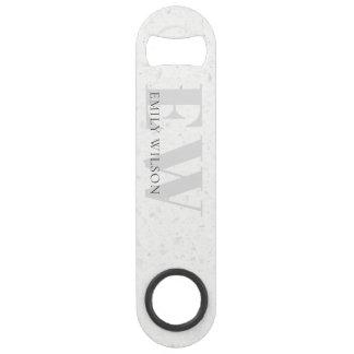 Élégant Terrazzo Rustique Pierre gris Nom Monogram