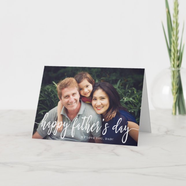 Élégant Texte Fête des pères photo Carte de voeux (Devant)