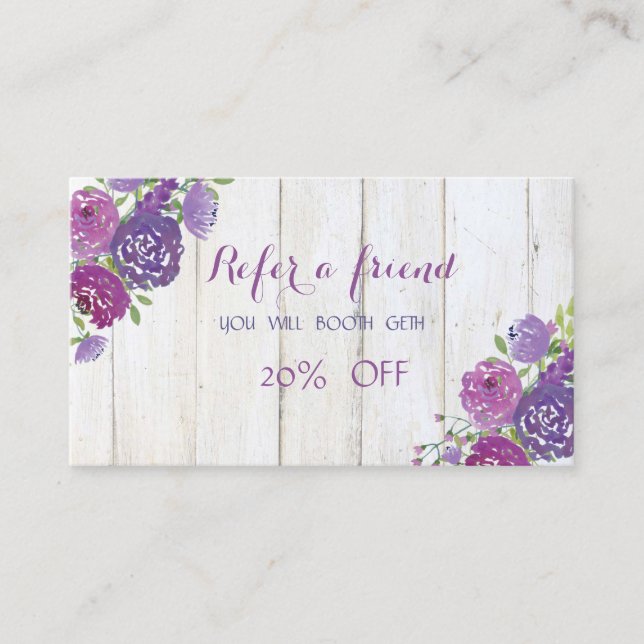 Elégant, Texture en bois, Carte de référence Fleur (Devant)