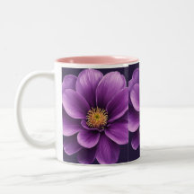 Elégant thé & café Mug avec fleurs violettes Impre