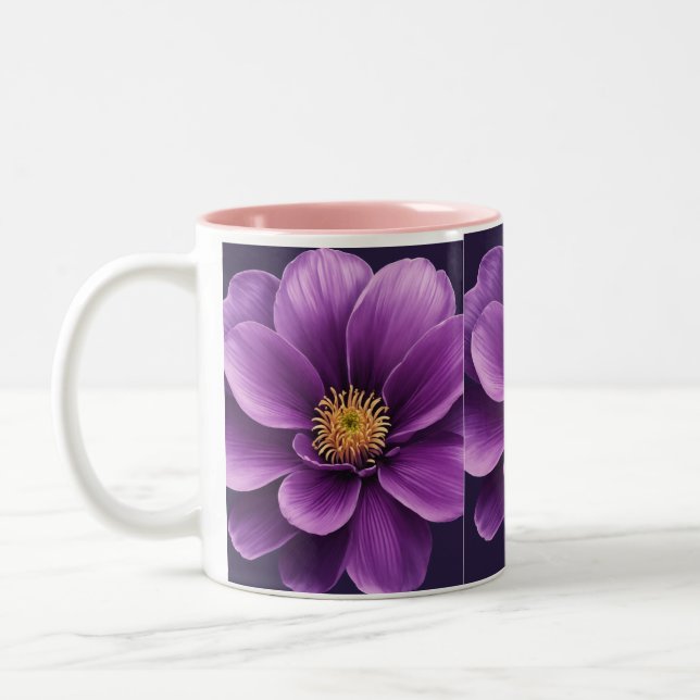 Elégant thé & café Mug avec fleurs violettes Impre (Gauche)