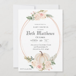 Élégant thème Citrouille Baby shower Invitation