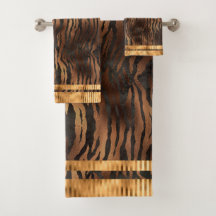 Élégant Tiger Impression Or métal glam Chic