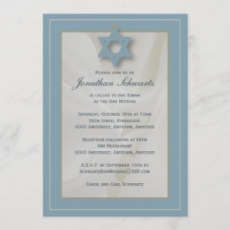 Élégant tissu Bar Mitzvah Invitation Bleu clair