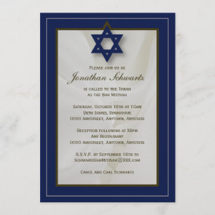 Elégant tissu Bar Mitzvah Invitation dans la marin