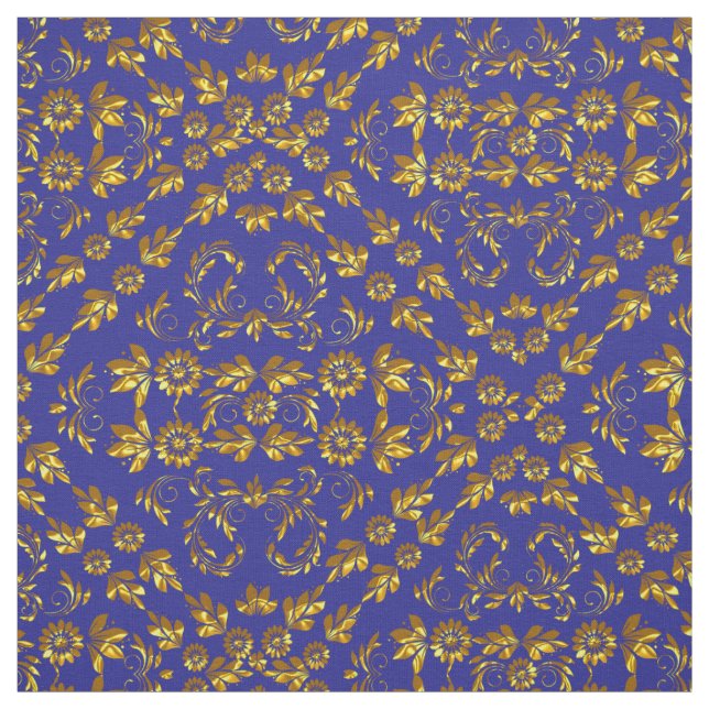 Elégant tissu Damas Marine Bleu (Échantillon)