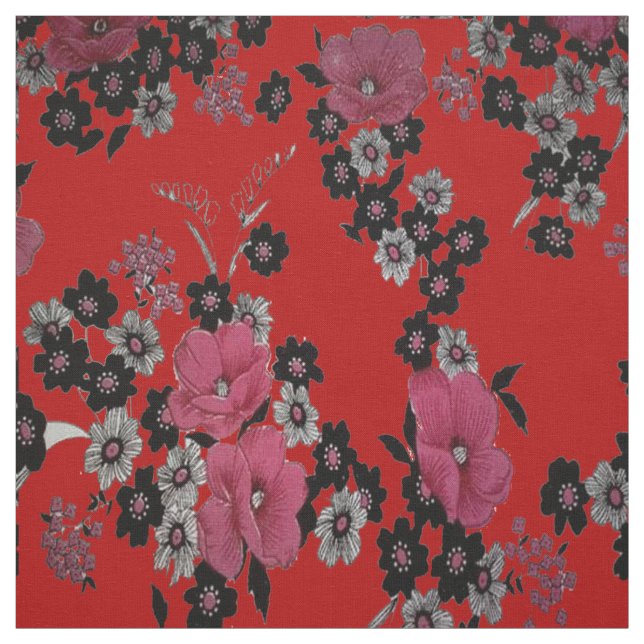 Élégant tissu d'impression de fleurs chinoises (Échantillon)