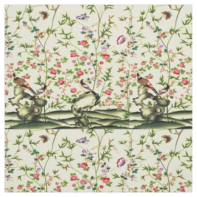 Élégant tissu d'oiseaux de marguerites (Échantillon)