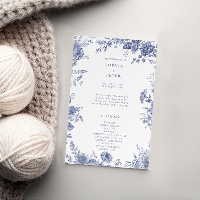 Élégant Toile bleu français Cérémonie Florale Prog (Créateur téléchargé)