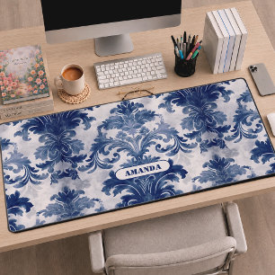 Élégant Toile De Jouy Monogram Bleu Français