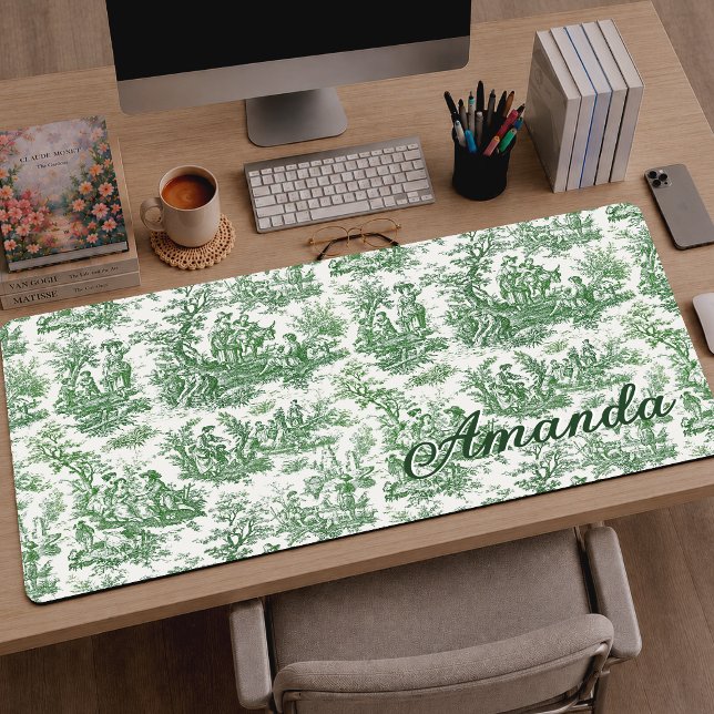 Élégant Toile de Jouy Monogram Vert (Créateur téléchargé)