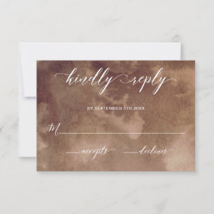 Elégant ton terreux Aquarelle Mariage RSVP