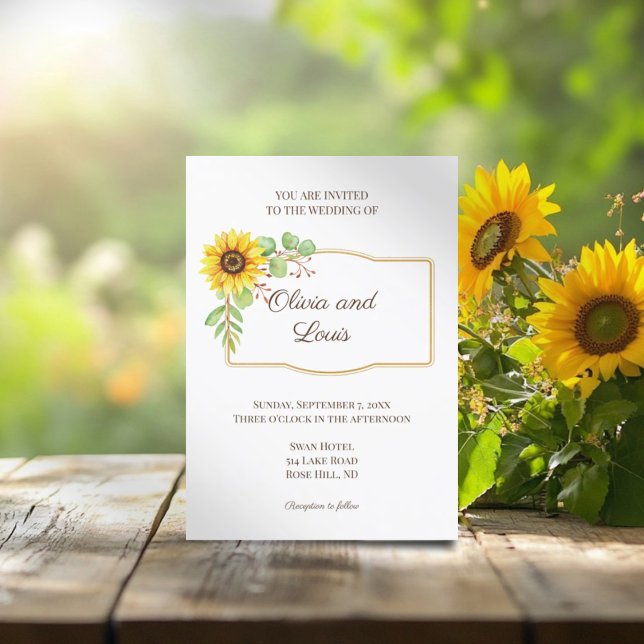 Elégant tournesol moderne faire-part de mariage fl (Créateur téléchargé)