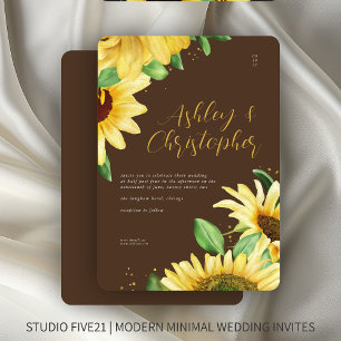 Elégant tournesol rustique Faire-part de mariage B