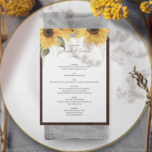 Elégant tournesol rustique, menu Mariage campagnar