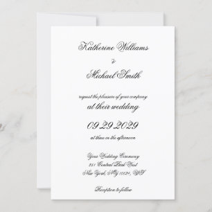 Élégant traditionnel mariage blanc Invitations