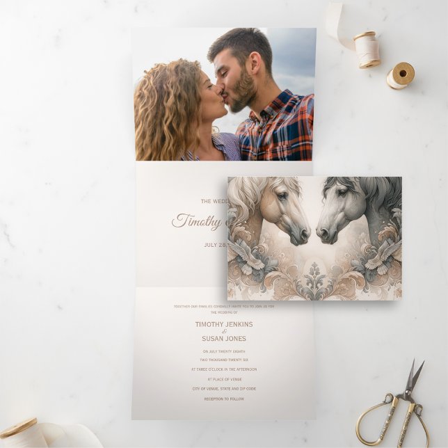 Elegant Trifold Ajouter un Faire-part de mariage p (Elegant Trifold Add Photo Wedding Invitation)