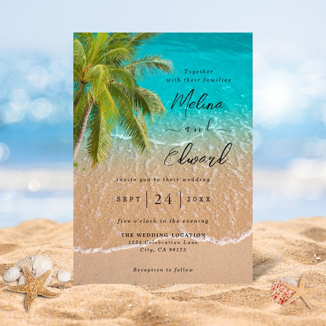 Elégant Tropical Beach Mariage Invitation (Créateur téléchargé)