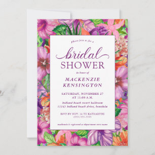 Elégant Tropical Floral Bridal Shower Invitation