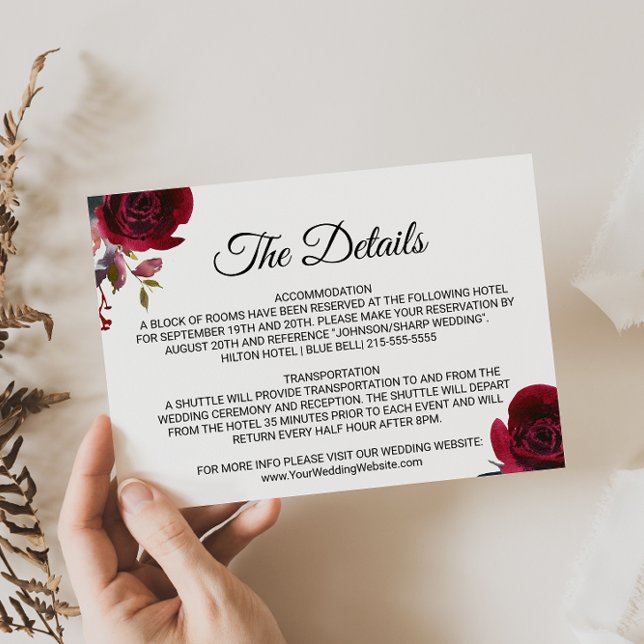 Élégant Tropical Mariage Détails Insérer une carte (Créateur téléchargé)