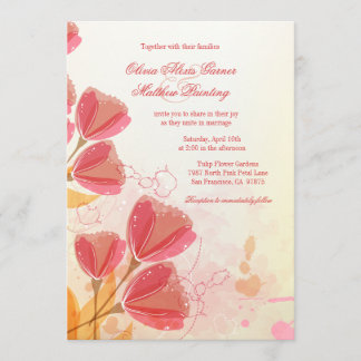 Élégant tulipe rose saumon faire-part de mariage
