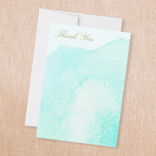 Elegant Turquoise  Bleu Aquarelle Merci