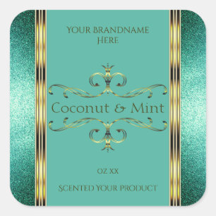 Elégant Turquoise Gold Produit Étiquettes Parties 