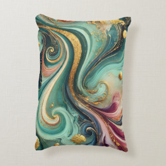 Élégant Turquoise & Magenta Abstrait Coussin d'art