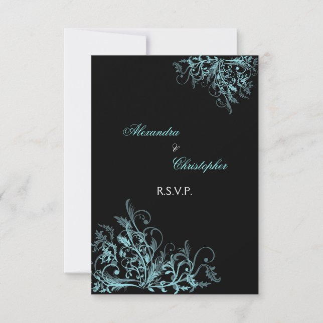 Elégant Turquoise tourbillons mariage RSVP (Devant)