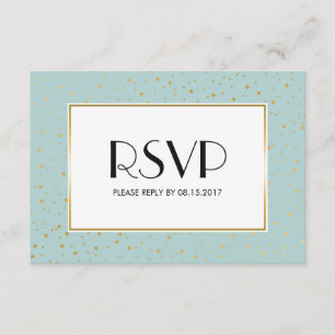 Elégant Twinkle Stars Pastel Mint Gold RSVP