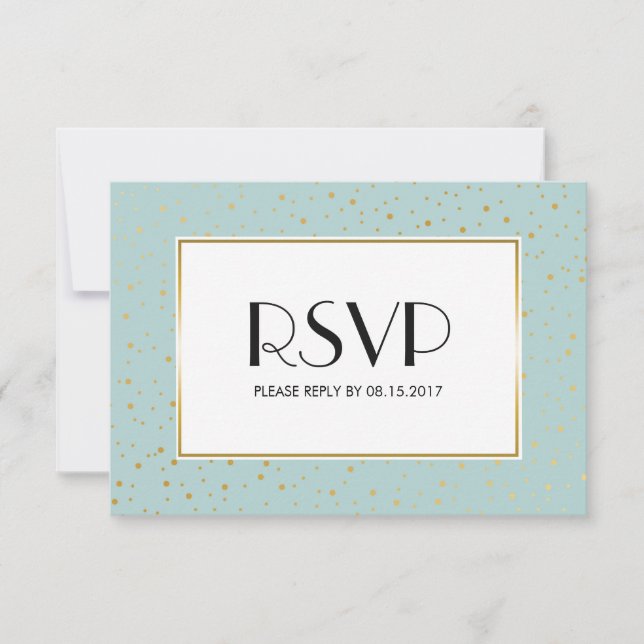 Elégant Twinkle Stars Pastel Mint Gold RSVP (Devant)
