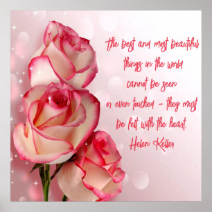 Elegant Two Tone Roses Poster Quote Helen Keller