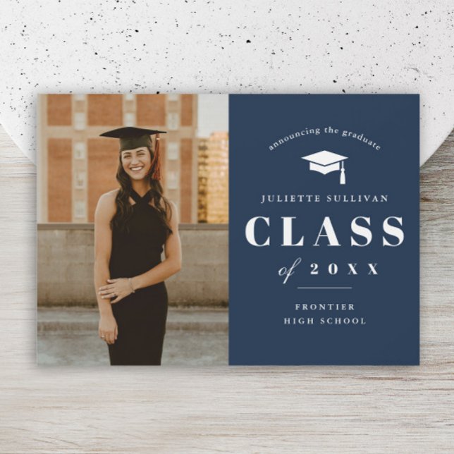 Élégant Type Photo Graduation Carte magnétique (Minimal type photo graduation announcement magnetic card.)