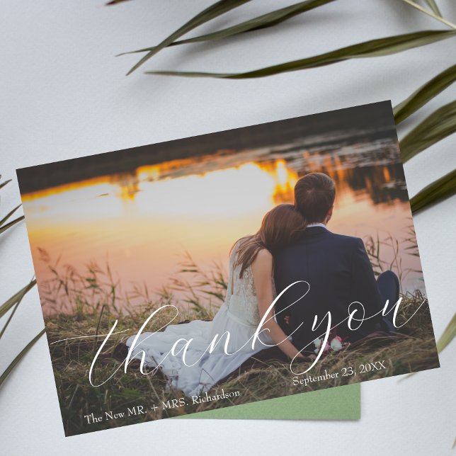 Élégant Une Photo moderne Script Mariage Merci (Créateur téléchargé)
