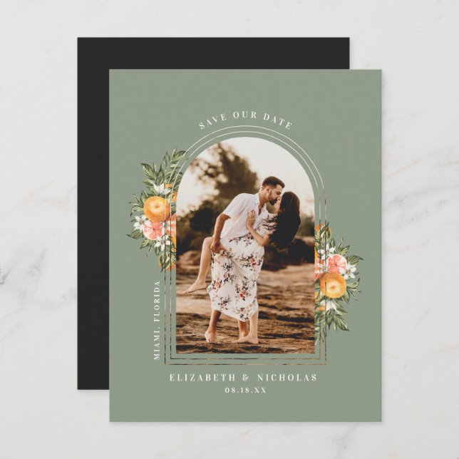 Elégant verger de Citrus | Boho Enregistrer la dat (Devant / Derrière)