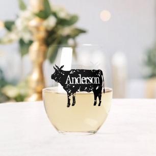 Élégant verre de vin sans tige avec silhouette de 