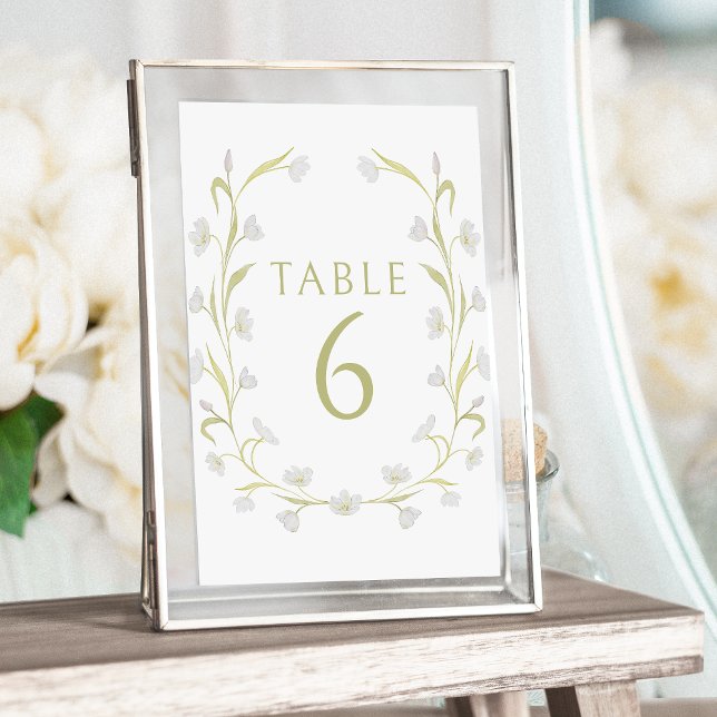 Élégant vert clair Mariage floral numéros de table (Créateur téléchargé)