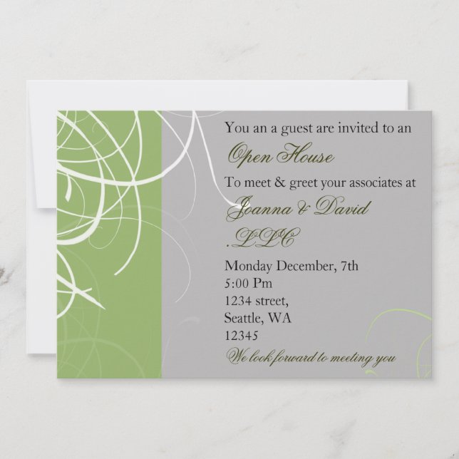 élégant vert Corporate party Invitation (Devant)