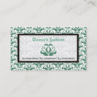 Elégant vert damassé cartes de visite de mode