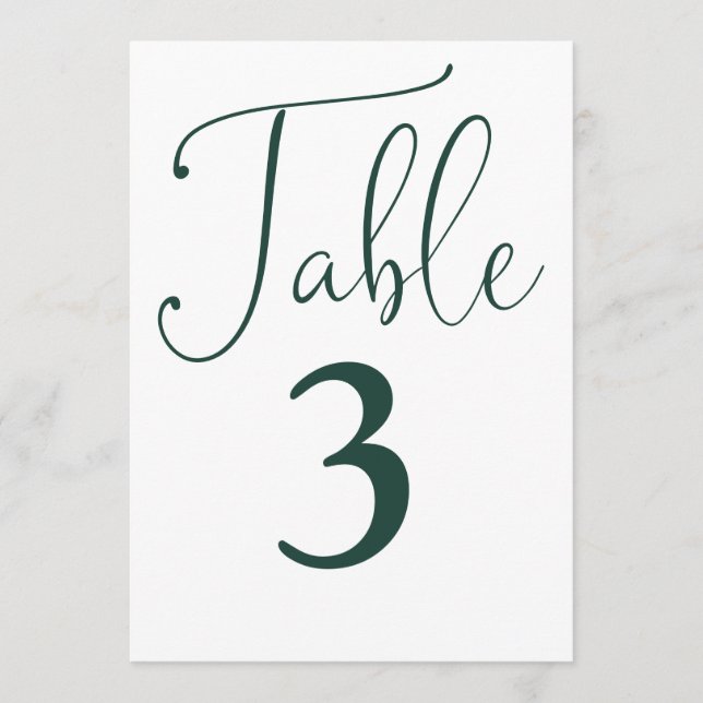 Élégant Vert Émeraude Simple Grand Numéro De Table (Devant)