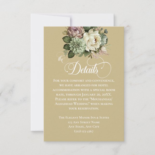 Elégant vert et blanc Floral Détails du Mariage (Devant)