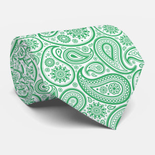 Élégant vert et blanc Vintage Cravate Paisley