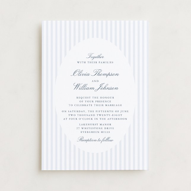 Elegant Vertical Stripe Classic Wedding Invitation (Créateur téléchargé)