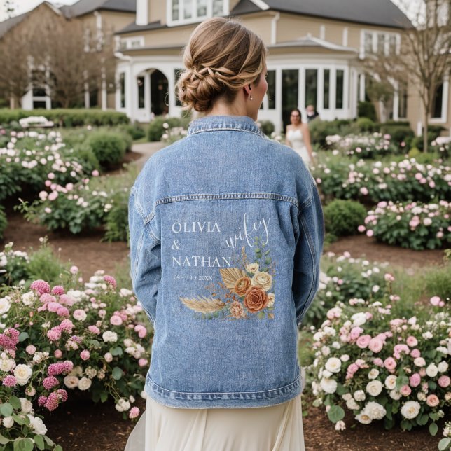 Élégant veste en jean de mariage bohème rustique f (Mariage Retour)