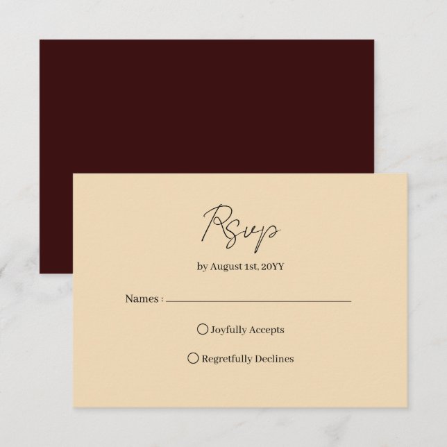 Elegant Victorian Red Gold Wedding RSVP Card (Devant / Derrière)