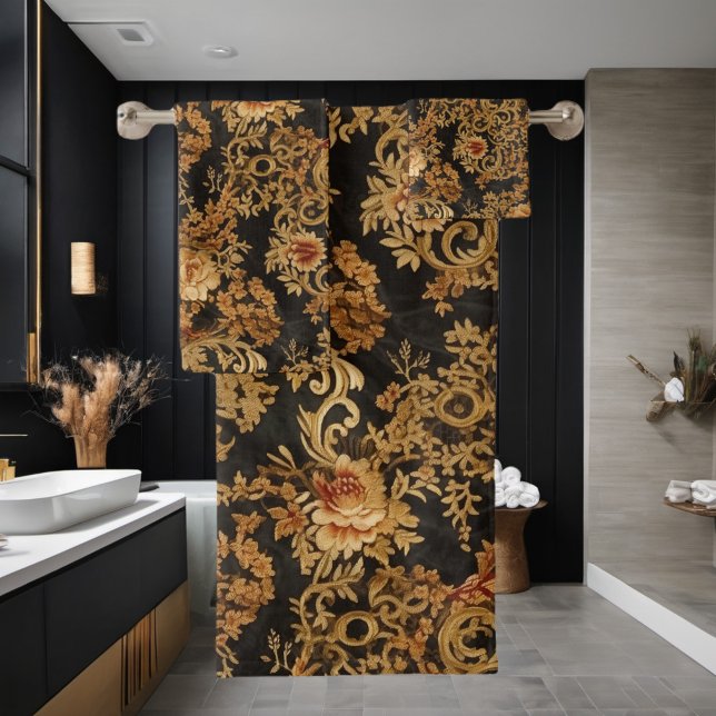 Élégant Victorien Floral Rose Noir (Créateur téléchargé)